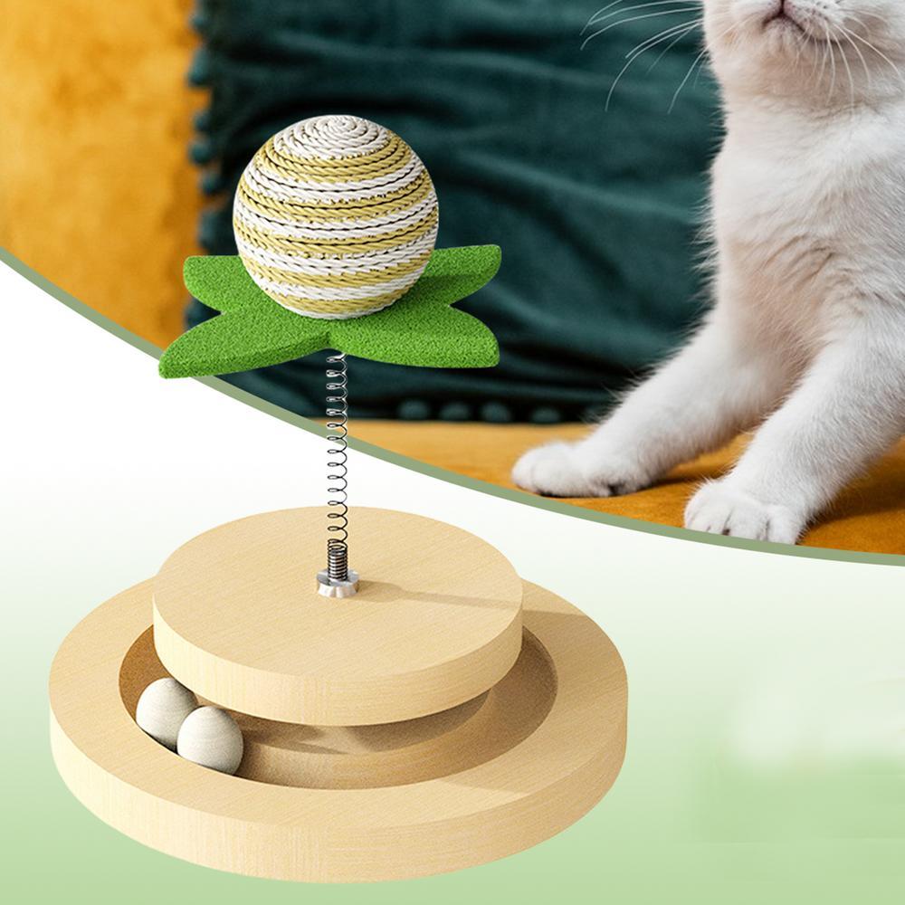 Interactive Cat Toy – Sisal Scratch Pad with Spring Ball