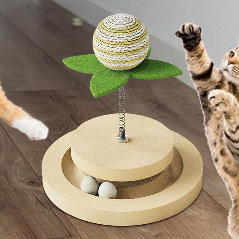 Interactive Cat Toy – Sisal Scratch Pad with Spring Ball