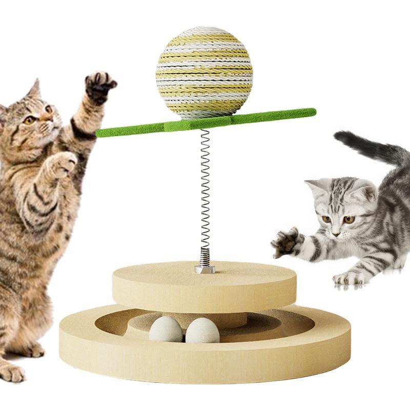 Interactive Cat Toy – Sisal Scratch Pad with Spring Ball