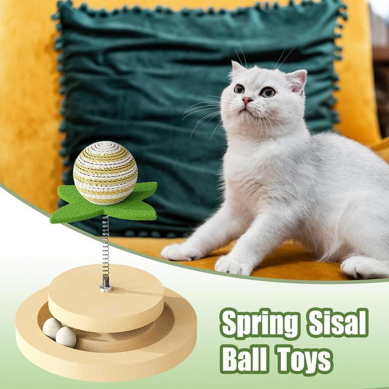 Interactive Cat Toy – Sisal Scratch Pad with Spring Ball
